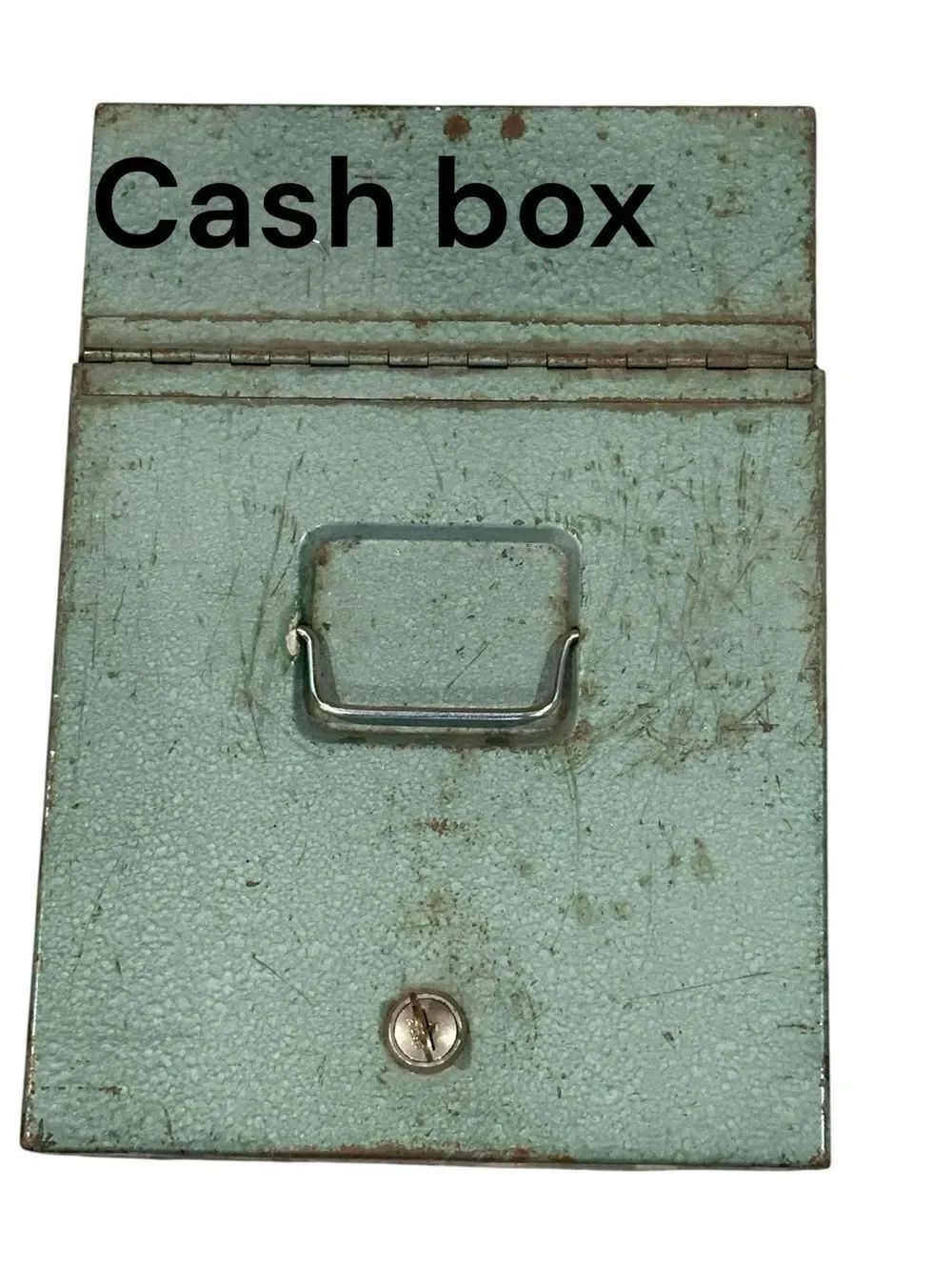 Vintage deluxe protecto Metal Cash Box green has key